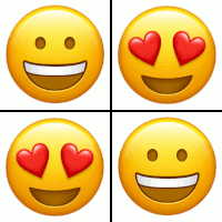 Memo Spiel mit 9 Bilderpaaren, dem Karten Motiv Emoticons und 20 Gewinnpunkten