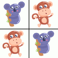 Memo Spiel mit 15 Bilderpaaren, dem Karten Motiv Niedliche Tierbabys und 36 Gewinnpunkten