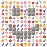 Veggie Crash Spiel mit dem Level &raquo;Bitte Lächeln&laquo;