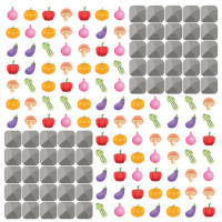 Veggie Crash Spiel mit dem Level &raquo;Quadrator&laquo;